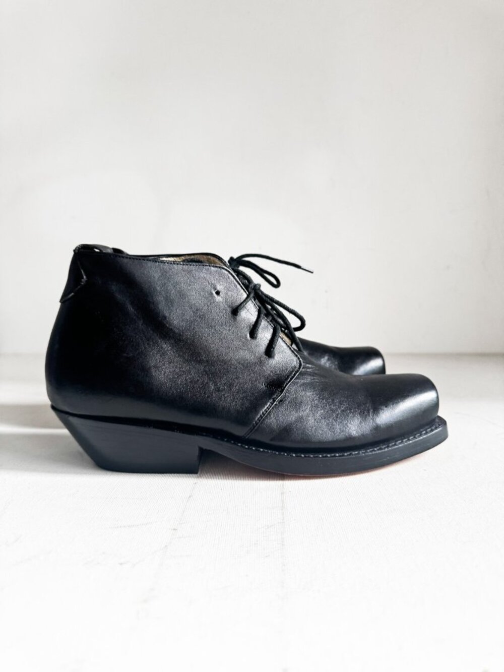 Vintage Y2k Buffalo Handmade Leather Black Booties 37
